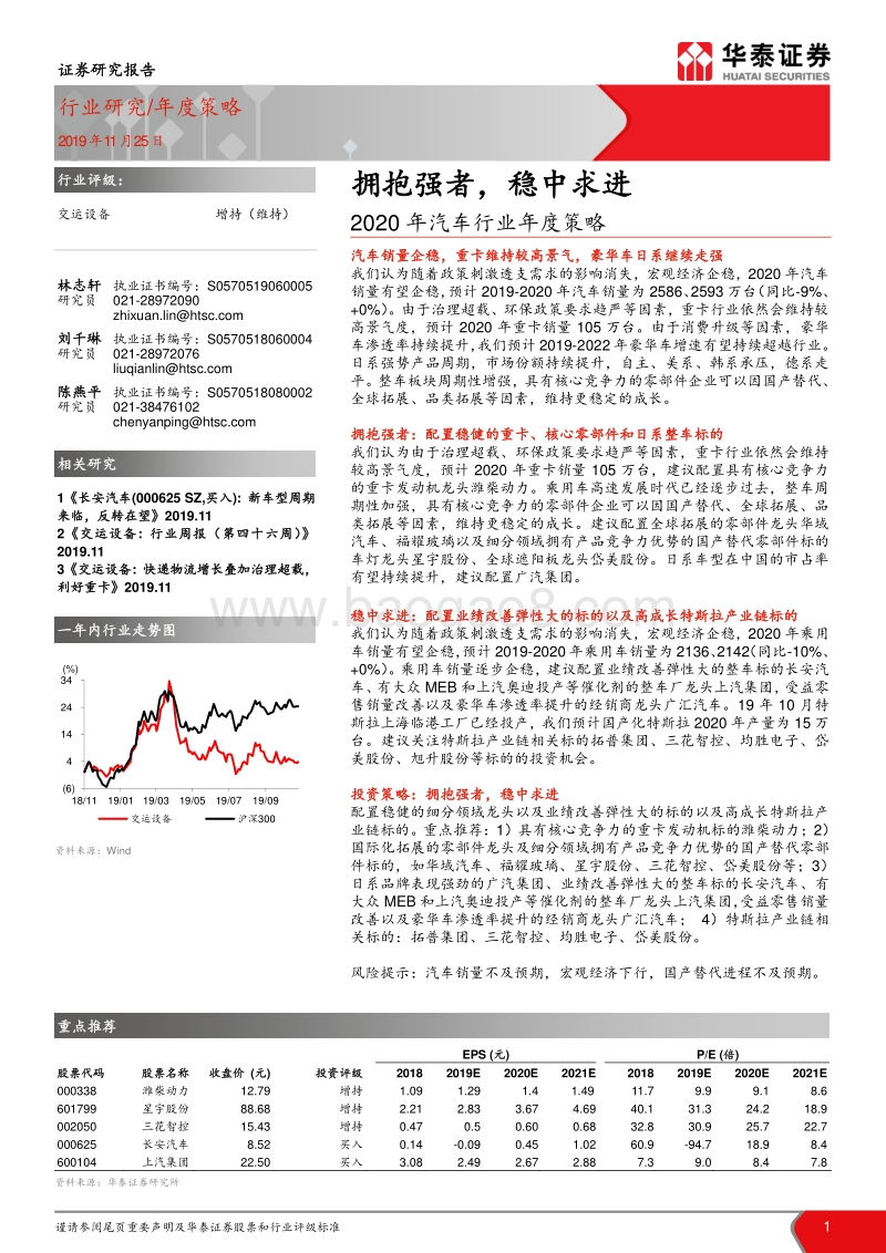 2020年汽车行业年度策略：拥抱强者，稳中求进.pdf_第1页