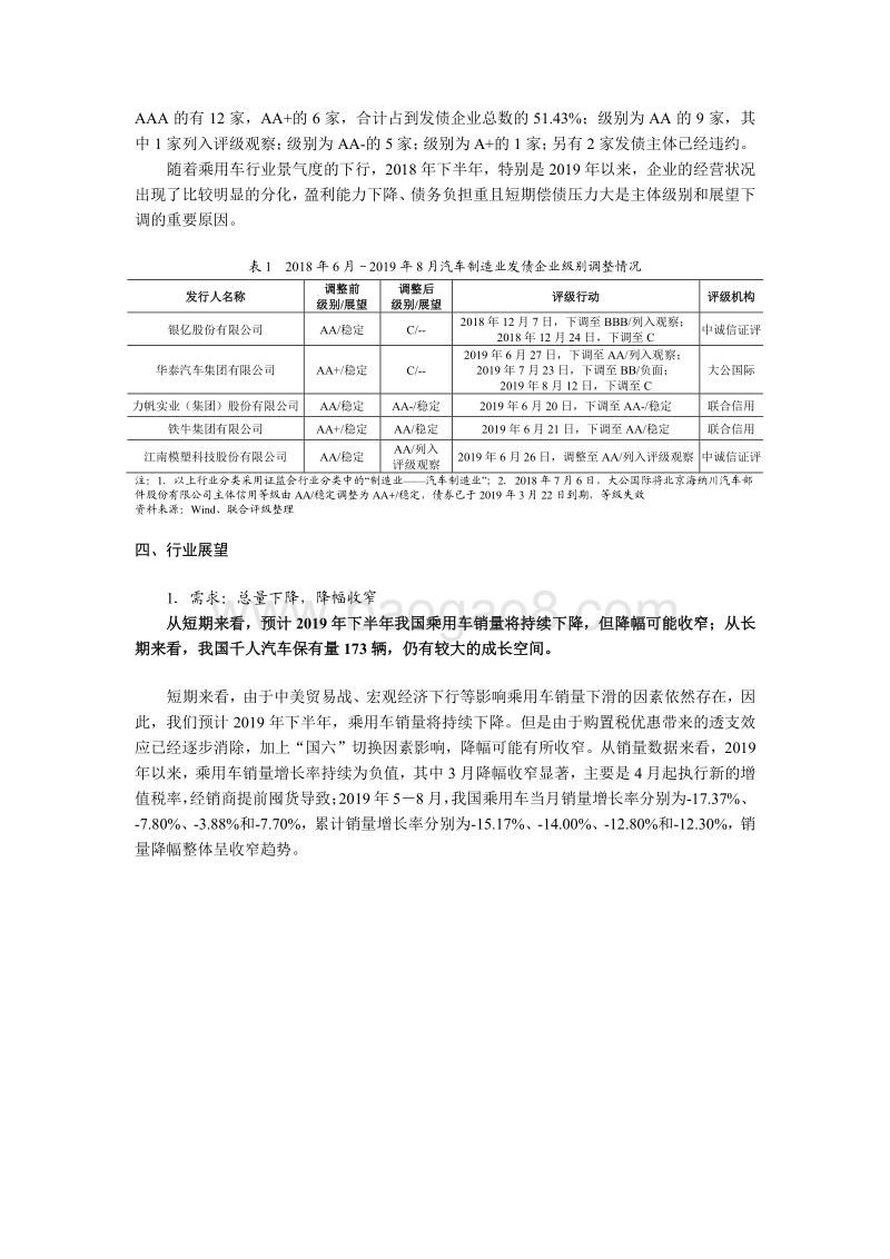 2019年下半年我国乘用车行业信用风险展望.pdf_第4页