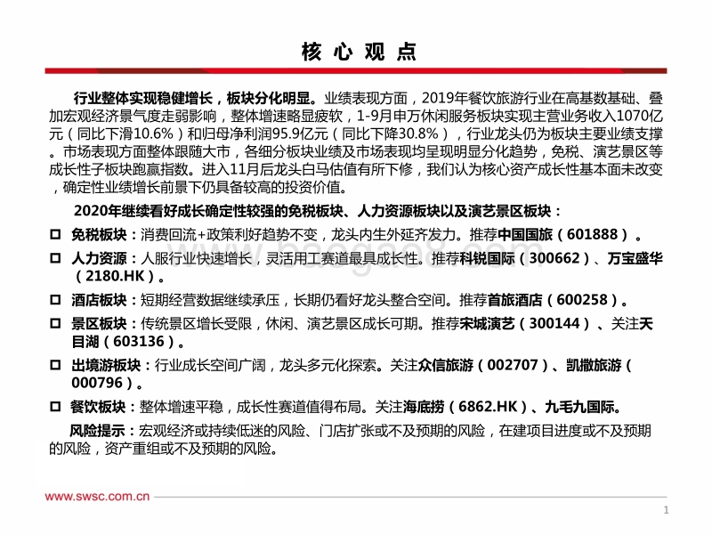 休闲服务行业2020年投资策略：把握板块性行情，聚焦确定性龙头.pdf_第2页