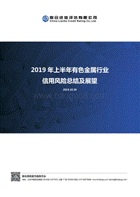 2019年上半年有色金属行业信用风险总结及展望.pdf