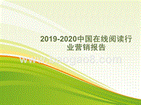 2019-2020中国在线阅读行业营销报告.pptx