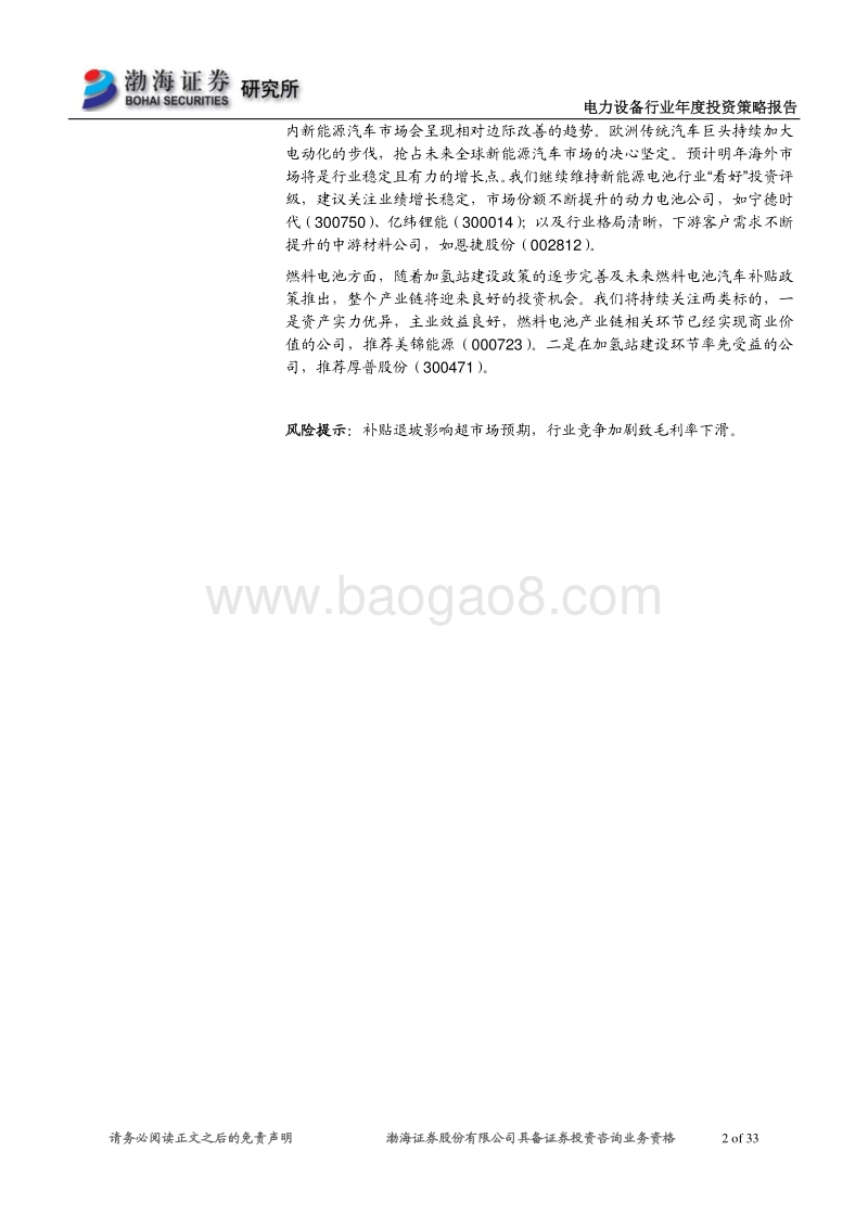 电力设备行业2020年度投资策略报告：电动化进程不可逆转，新能源行业未来可期.pdf_第2页