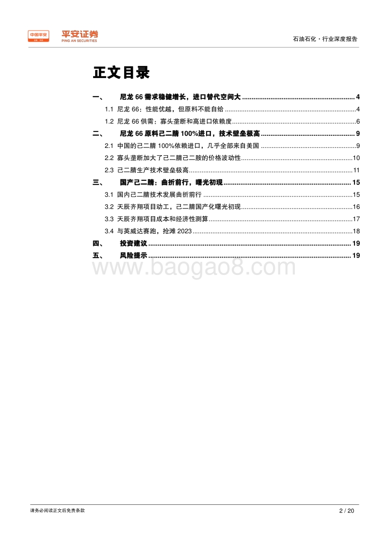 先进材料和高端化学品系列报告：己二腈：100%依赖进口，国产化提速利好尼龙66.pdf_第2页