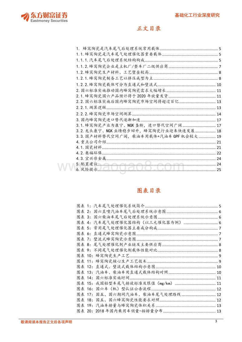 蜂窝陶瓷行业深度研究：蜂窝陶瓷市场打开在即，逐步进入业绩兑现期.pdf_第3页