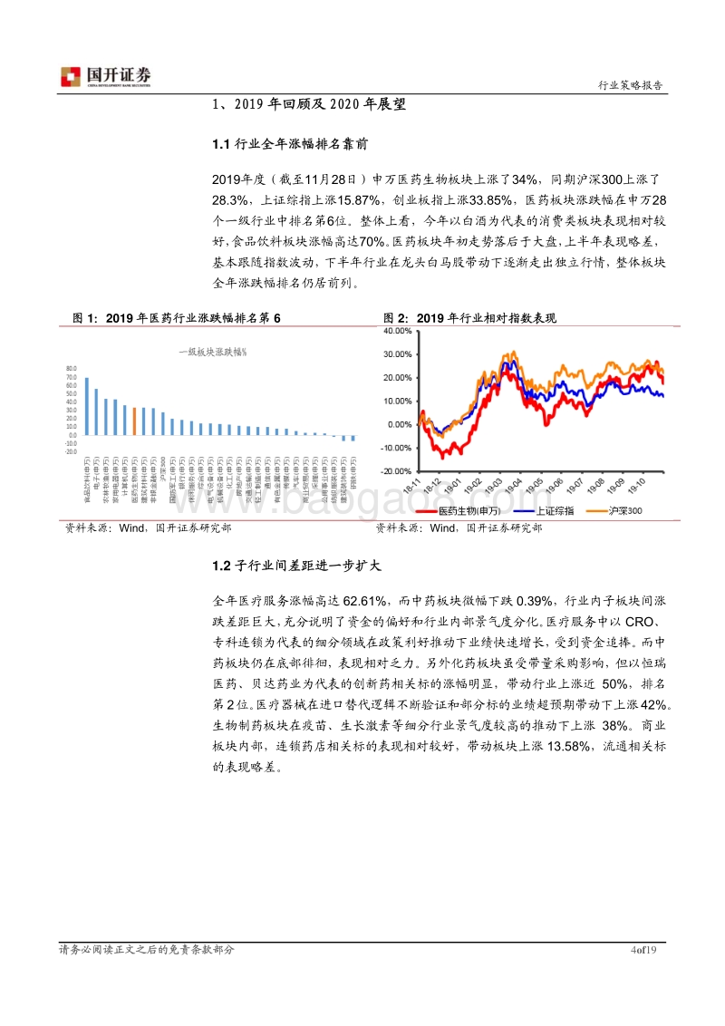 医药生物行业2020年策略报告：坚守创新，关注细分领域的景气度.pdf_第4页