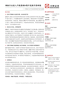 钢铁行业年度投资策略回顾与展望：钢铁行业进入产能置换和集中度提升高峰期.pdf
