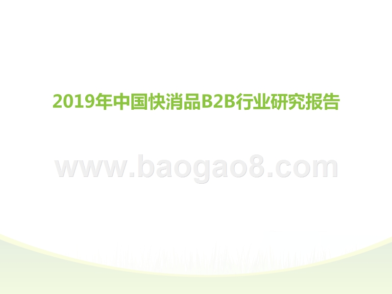 2019年中国快消品B2B行业发展研究报告.pptx_第1页