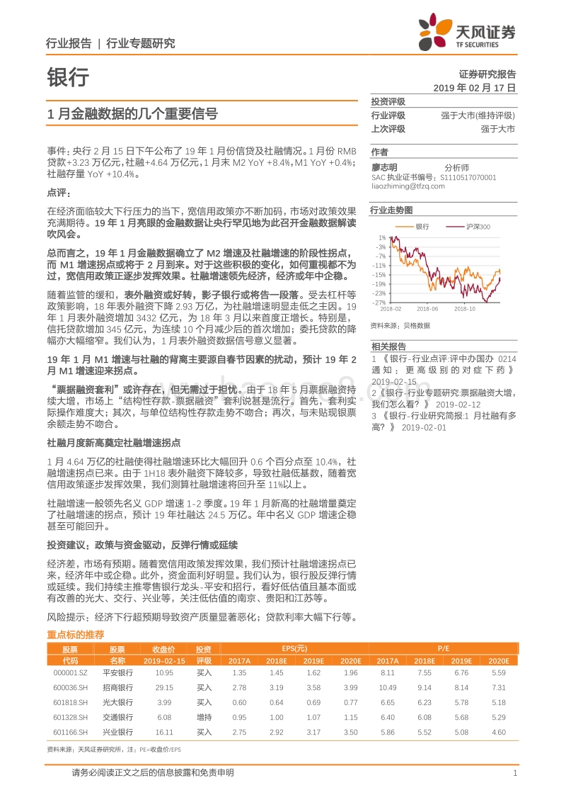 银行行业专题研究：1月金融数据的几个重要信号.pdf_第1页