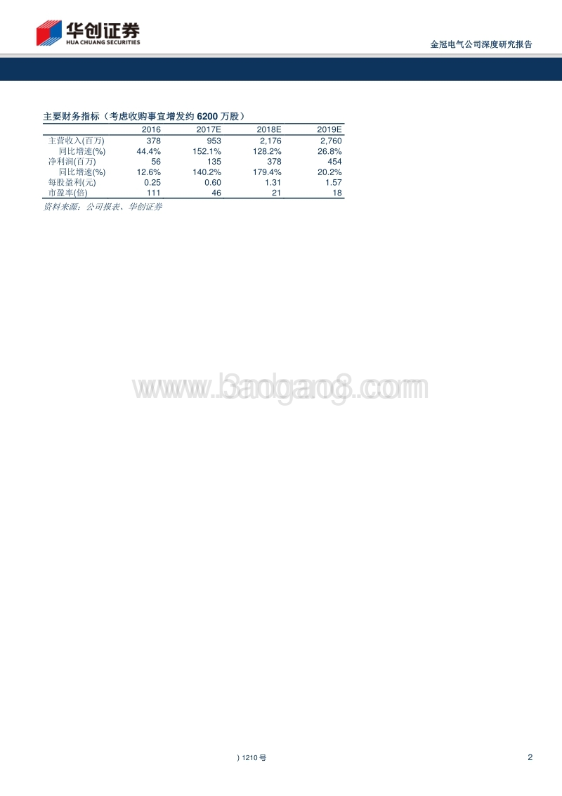 金冠电气--收购充电桩湿法隔膜标的，战略转向新能源汽车行业-171102.pdf_第2页