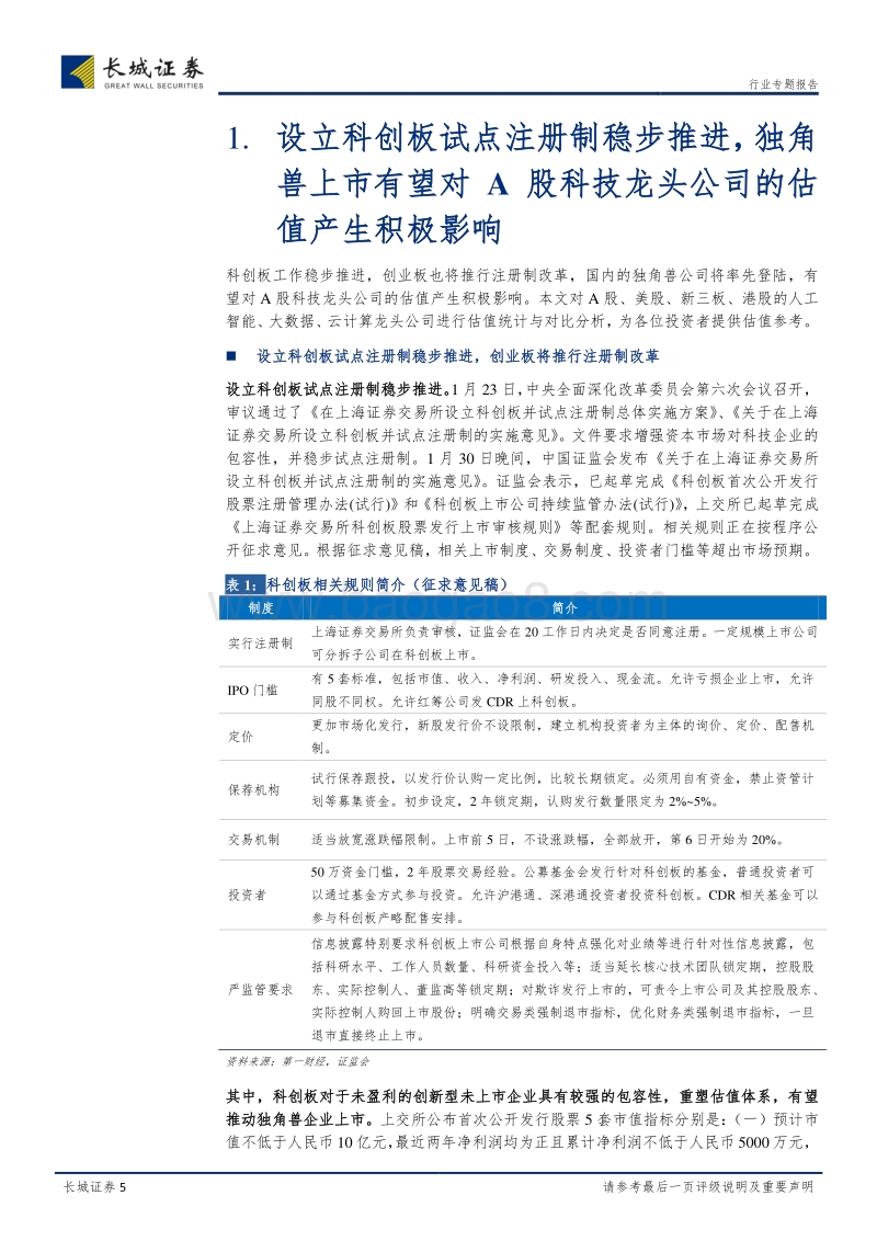 科创板专题报告：科创板有望重塑估值体系，独角兽上市利好A股科技龙头.pdf_第5页