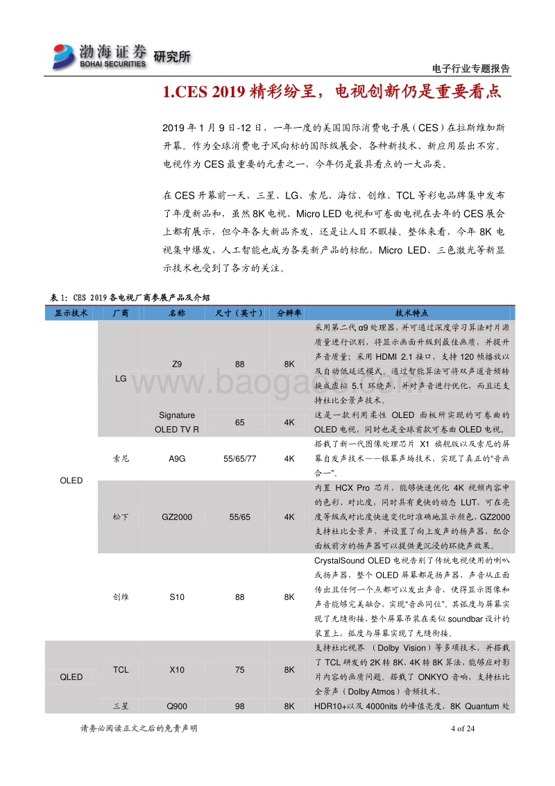 电子行业专题报告：CES2019落幕，电视面板创新势不可挡.pdf_第4页