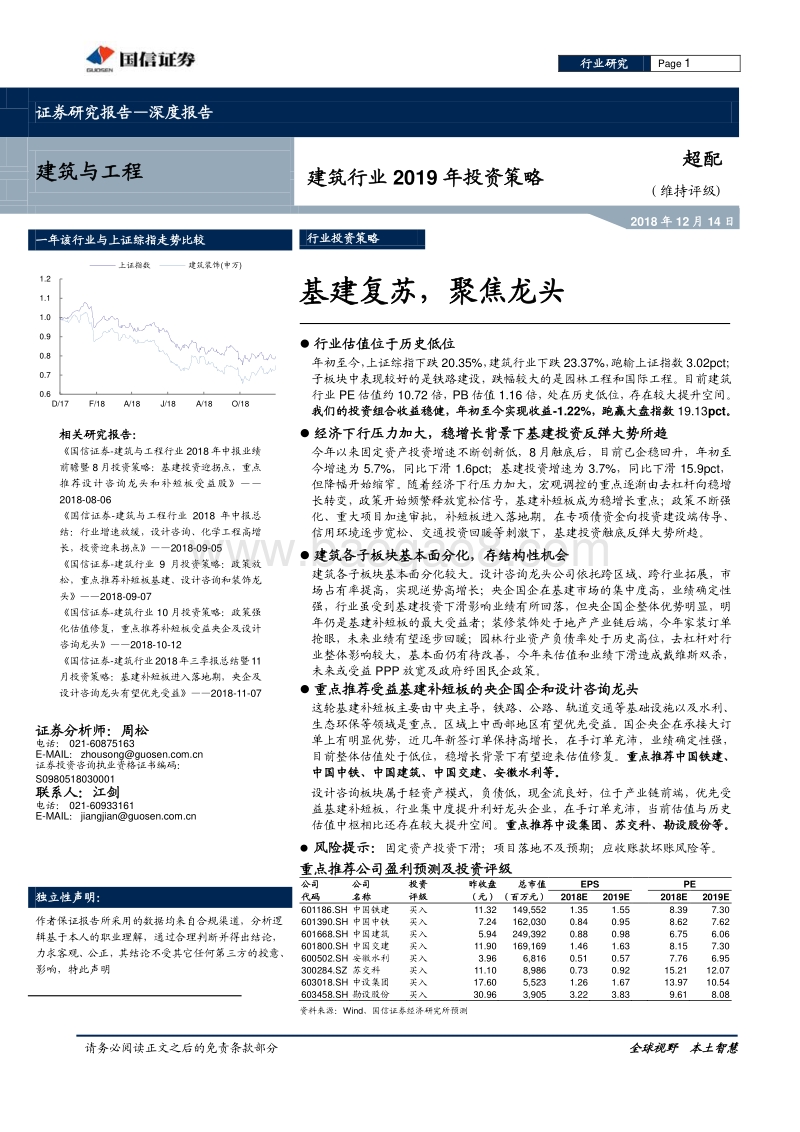 建筑行业2019年投资策略：基建复苏，聚焦龙头.pdf_第1页