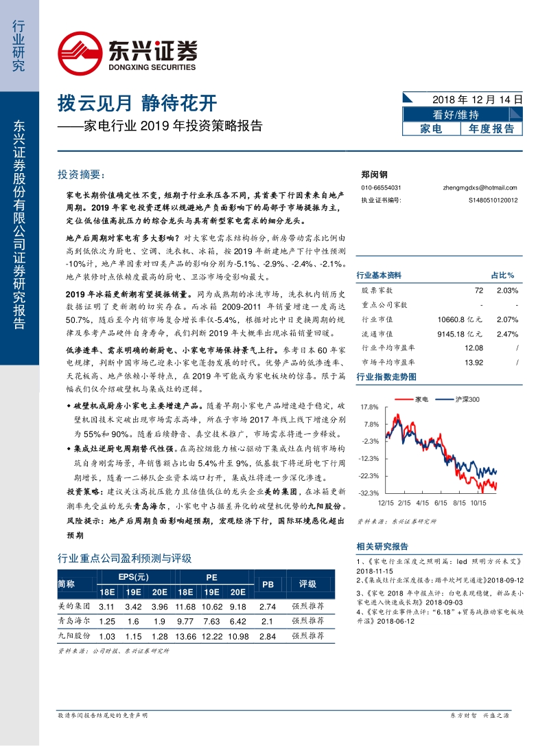 家电行业2019年投资策略报告：拨云见月，静待花开.pdf_第1页