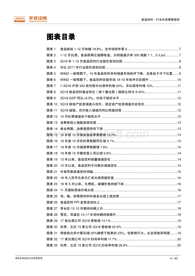 2019年食品饮料行业年度策略报告：平安证券优选绝对龙头过冬，自下而上寻超额收益.pdf_第4页