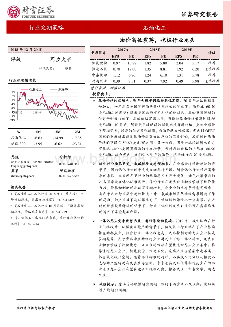 石油化工行业定期策略：油价高位震荡，挖掘行业龙头.pdf_第1页