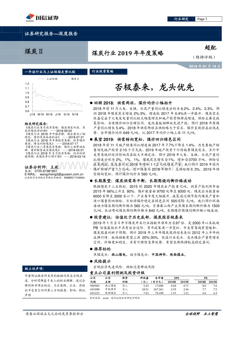 煤炭行业2019年年度策略：否极泰来，龙头优先.pdf_第1页