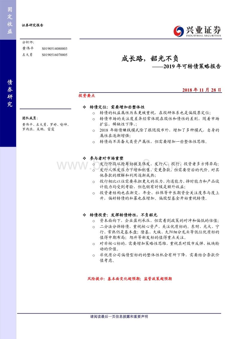 2019年可转债年度策略：成长路，韶光不负.pdf_第1页