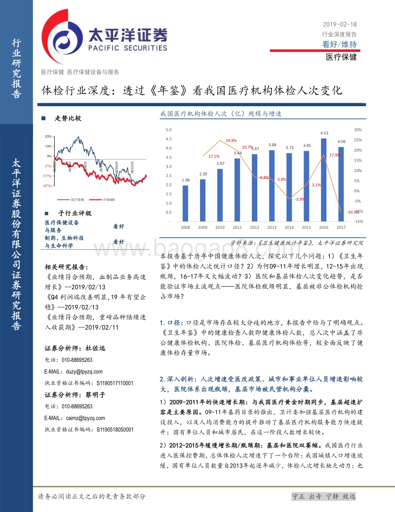 体检行业深度：透过《年鉴》看我国医疗机构体检人次变化.pdf_第1页