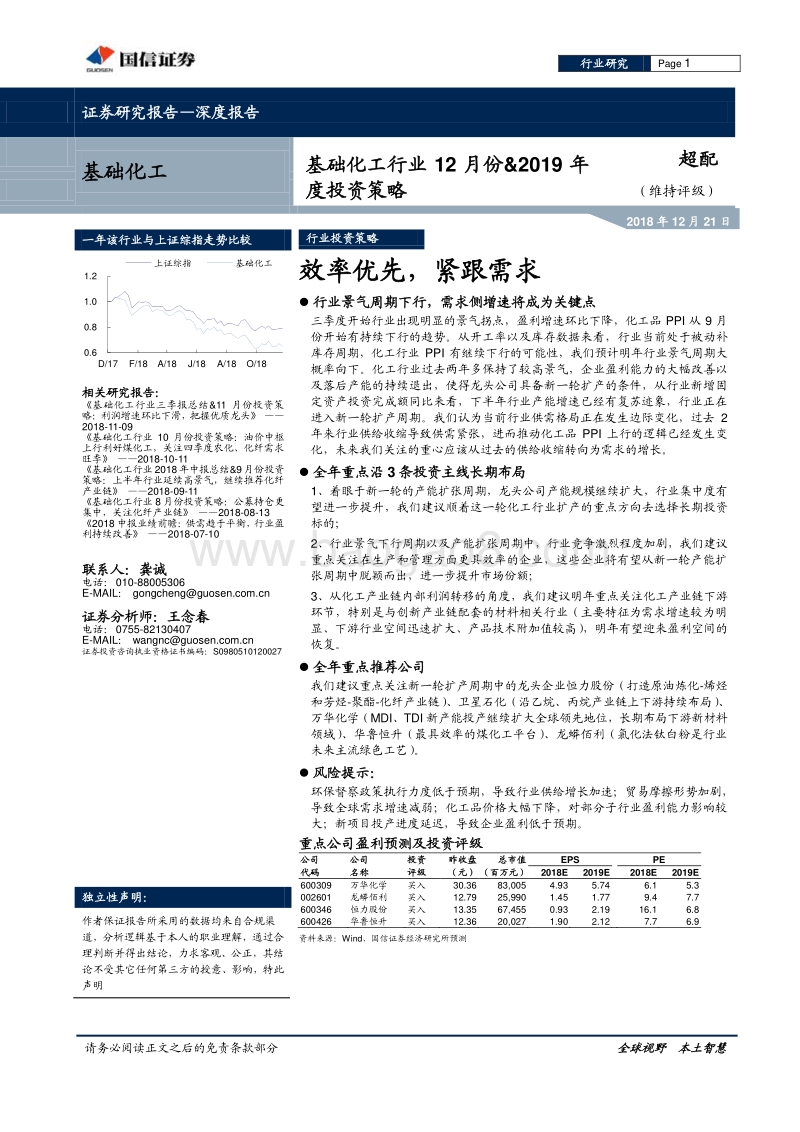 基础化工行业12月份＆2019年度投资策略：效率优先，紧跟需求.pdf_第1页
