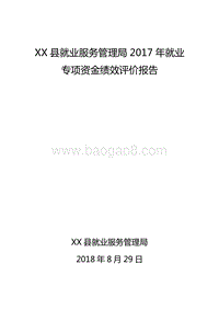 XX县就业服务管理局2017年就业专项资金绩效评价报告.doc