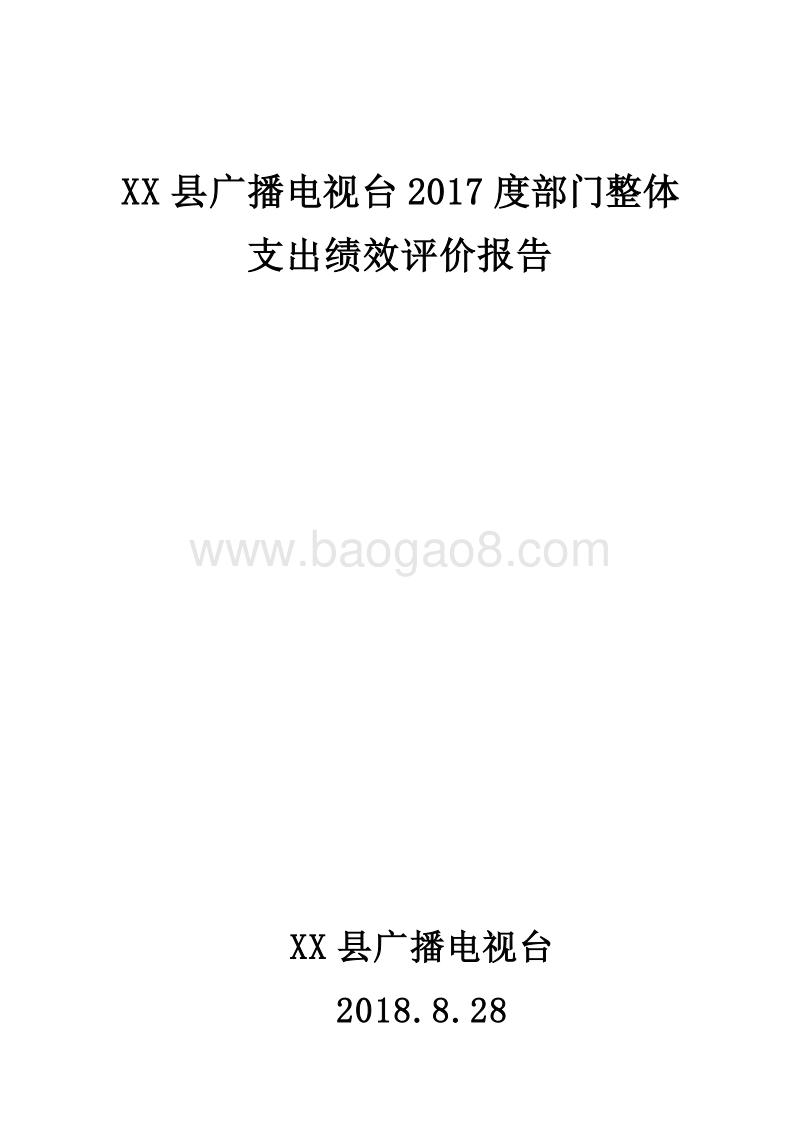 XX县广播电视台2017度部门整体支出绩效评价报告.doc_第1页