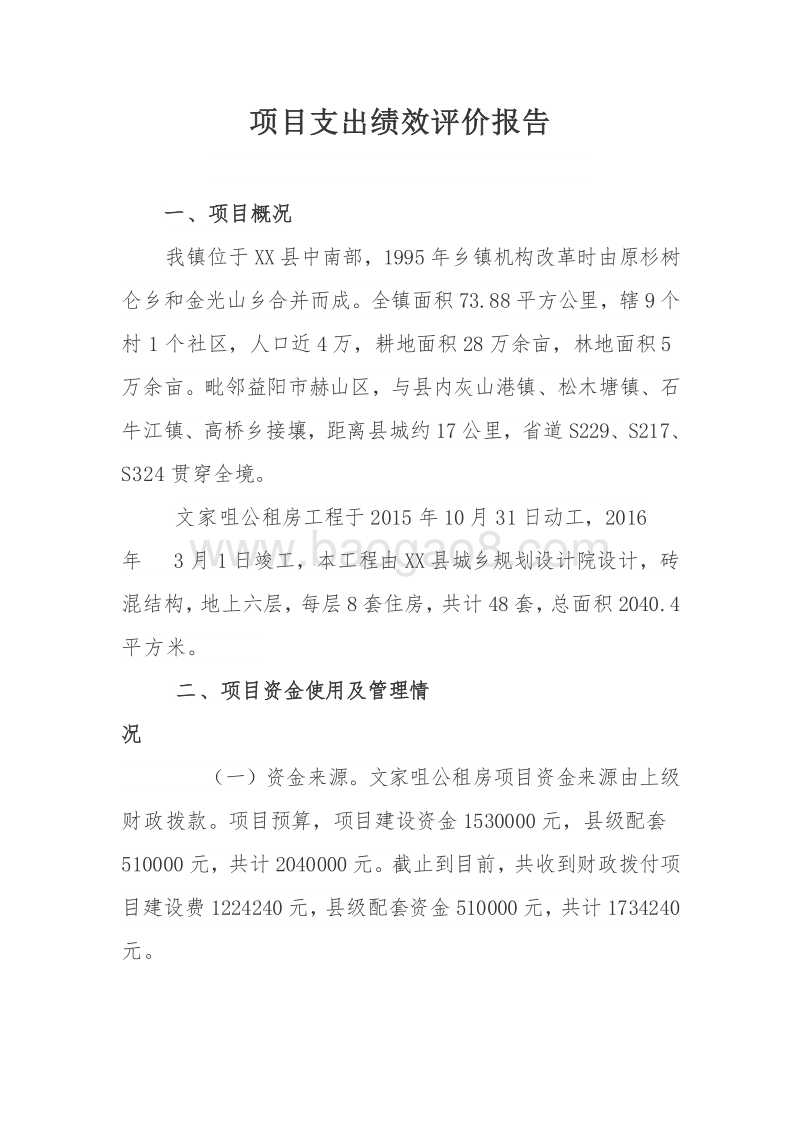 2017年XX镇项目支出绩效评价报告.doc_第2页