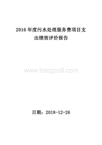 2016年度污水处理服务费项目支出绩效评价报告.doc