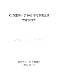 XX市宏宇小学2016年专项资金绩效评价报告.doc
