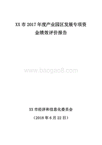 XX市2017年度产业园区发展专项资金绩效评价报告.doc
