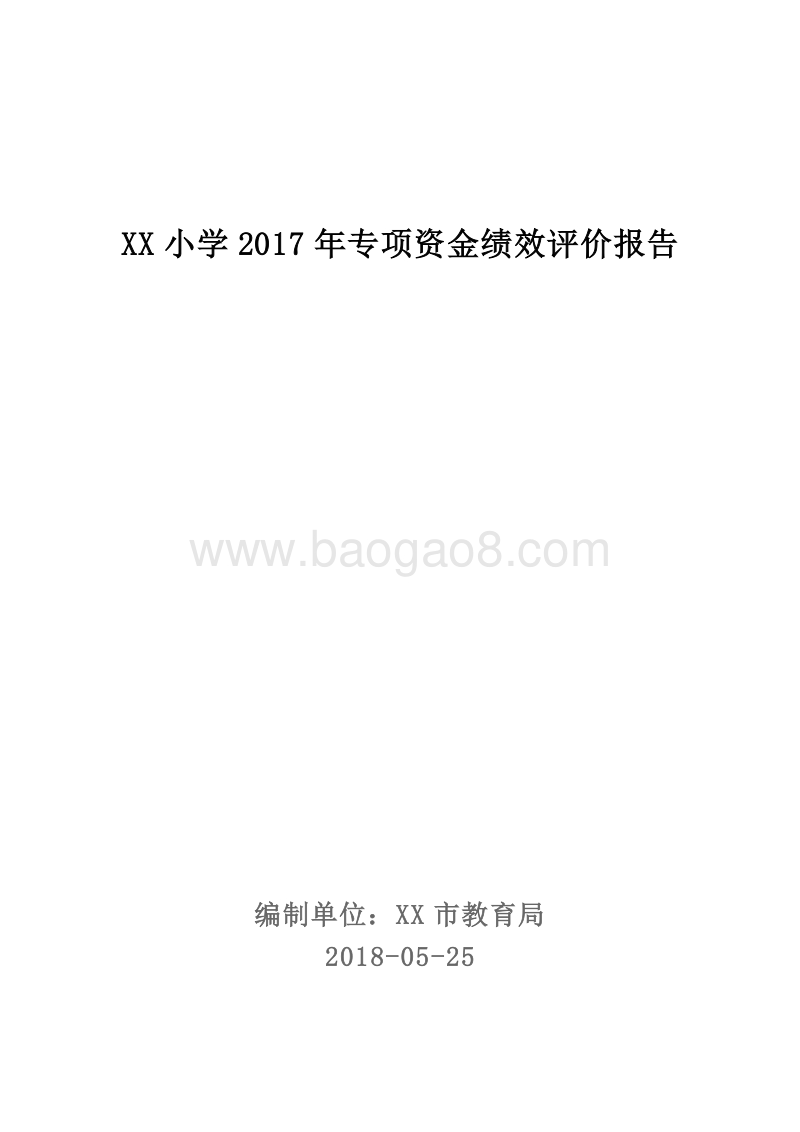 XX小学2017年专项资金绩效评价报告.doc_第1页