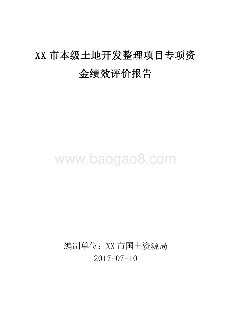 XX市本级土地开发整理项目专项资金绩效评价报告.doc_第1页