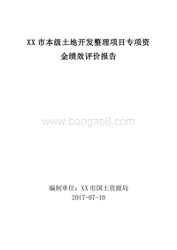 XX市本级土地开发整理项目专项资金绩效评价报告.doc