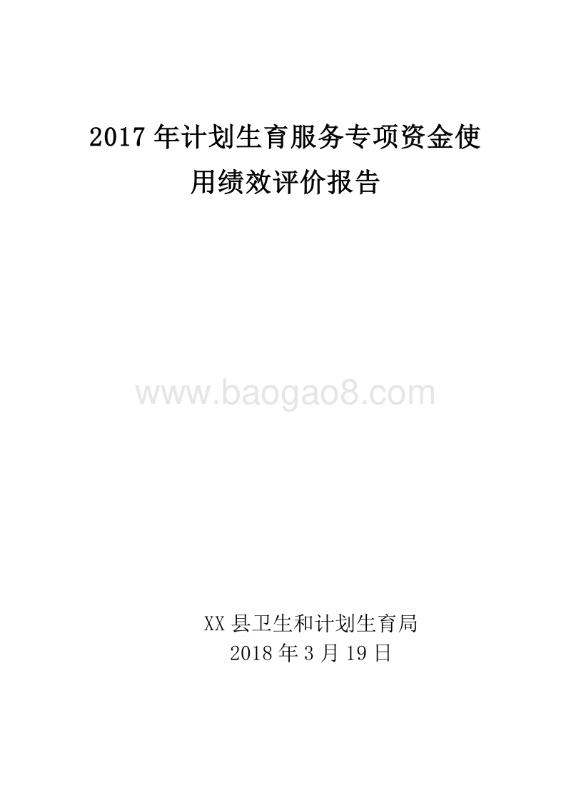 2017年计划生育服务专项资金使用绩效评价报告.doc_第1页