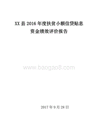 XX县2016年度扶贫小额信贷贴息资金绩效评价报告.doc