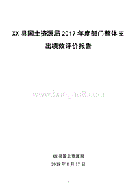 XX县国土资源局2017年度部门整体支出绩效评价报告.doc