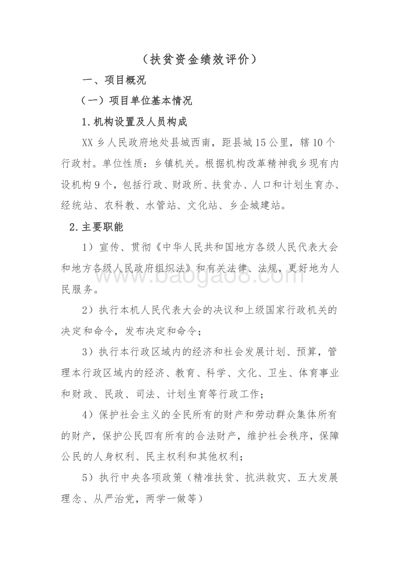 2017年XX乡项目支出绩效报告（扶贫资金绩效评价）.doc_第2页