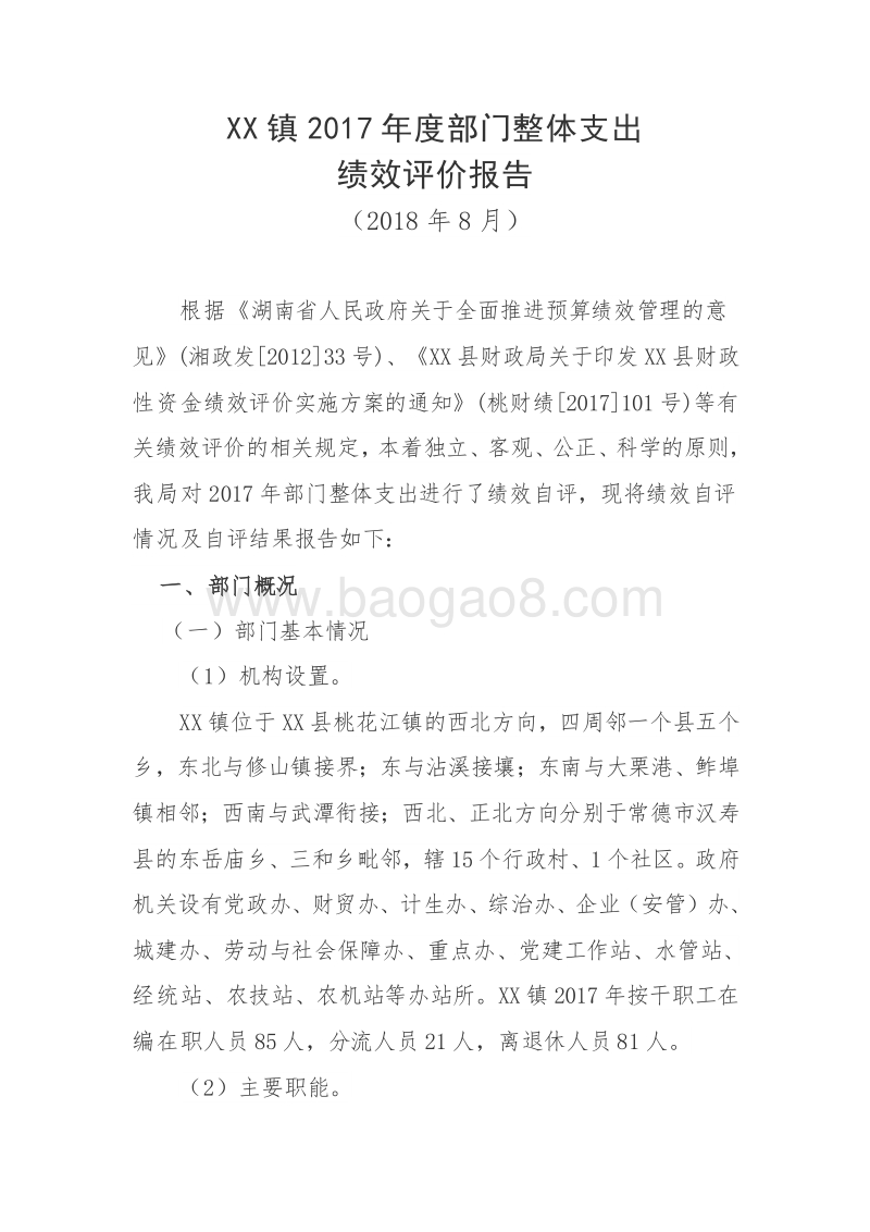 XX镇2017年度部门整体支出绩效评价报告.doc_第2页