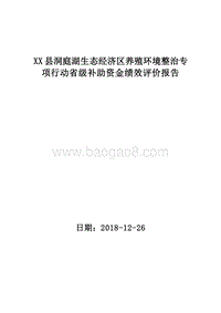 XX县洞庭湖生态经济区养殖环境整治专项行动省级补助资金绩效评价报告.doc
