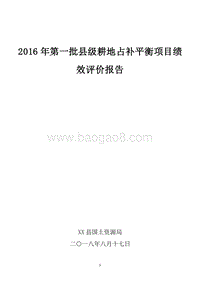 2016年第一批县级耕地占补平衡项目绩效评价报告.doc