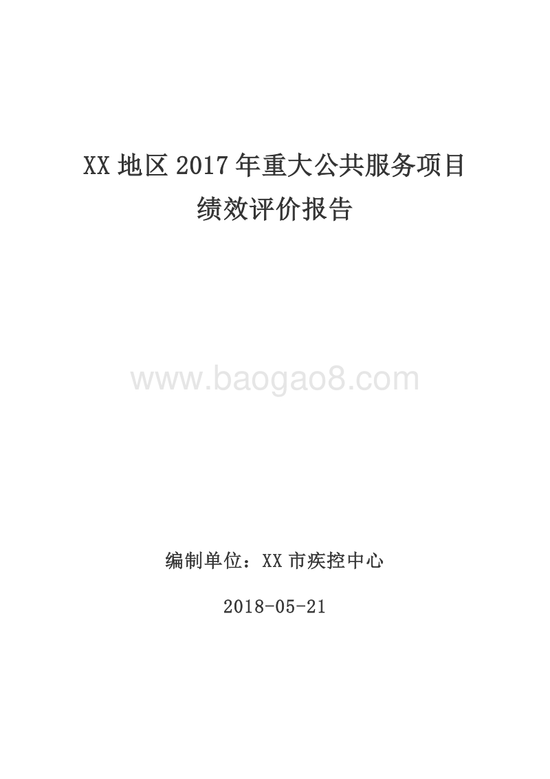 XX地区2017年重大公共服务项目绩效评价报告.doc_第1页