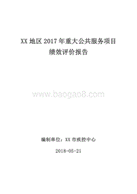 XX地区2017年重大公共服务项目绩效评价报告.doc