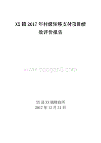 X镇2017年村级转移支付项目绩效评价报告.doc