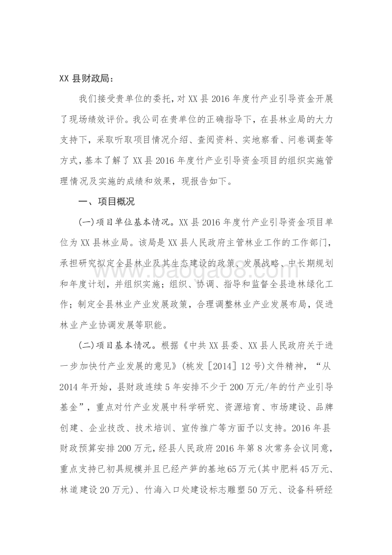 XX县2016年度竹产业引导资金绩效评价报告.doc_第2页
