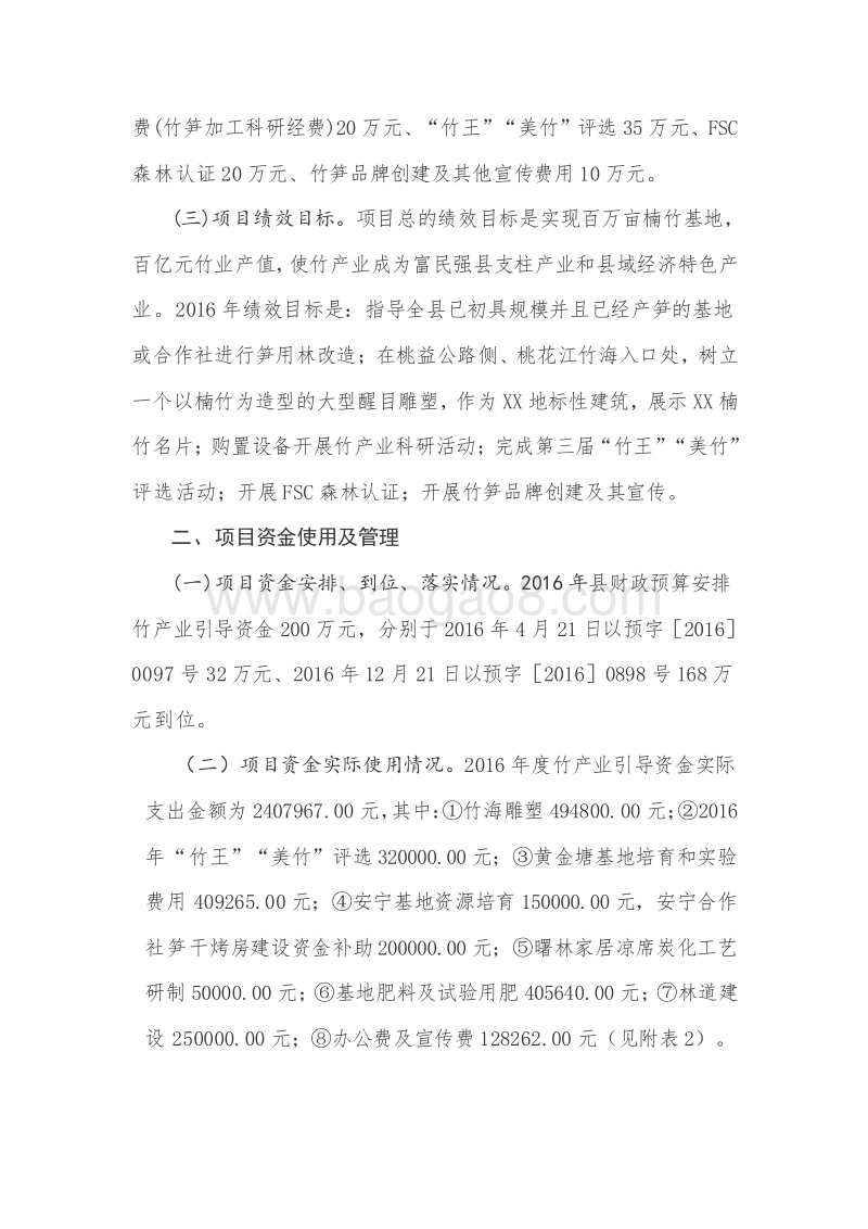 XX县2016年度竹产业引导资金绩效评价报告.doc_第3页
