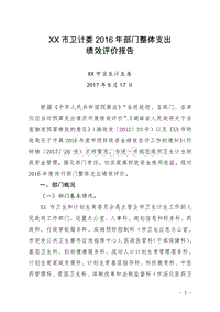 XX市卫计委2016年部门整体支出绩效评价报告.doc