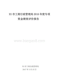 XX市工商行政管理局2016年度专项资金绩效评价报告.doc
