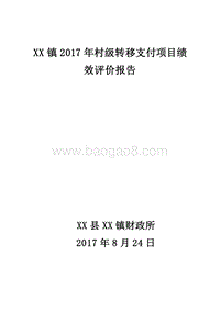 XX镇2017年村级转移支付项目绩效评价报告.doc