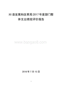 XX县发展和改革局2017年度部门整体支出绩效评价报告.doc