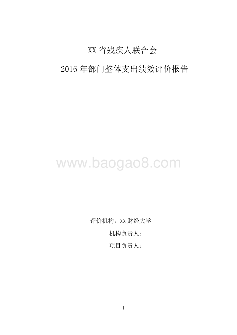 XX省残疾人联合会2016年部门整体支出绩效评价报告.doc_第1页