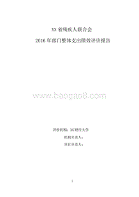 XX省残疾人联合会2016年部门整体支出绩效评价报告.doc